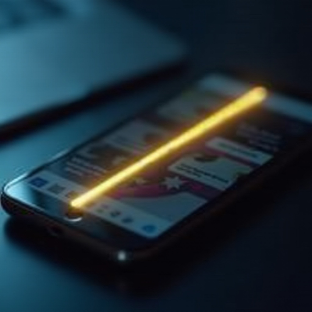 gele lijn op het telefoonscherm